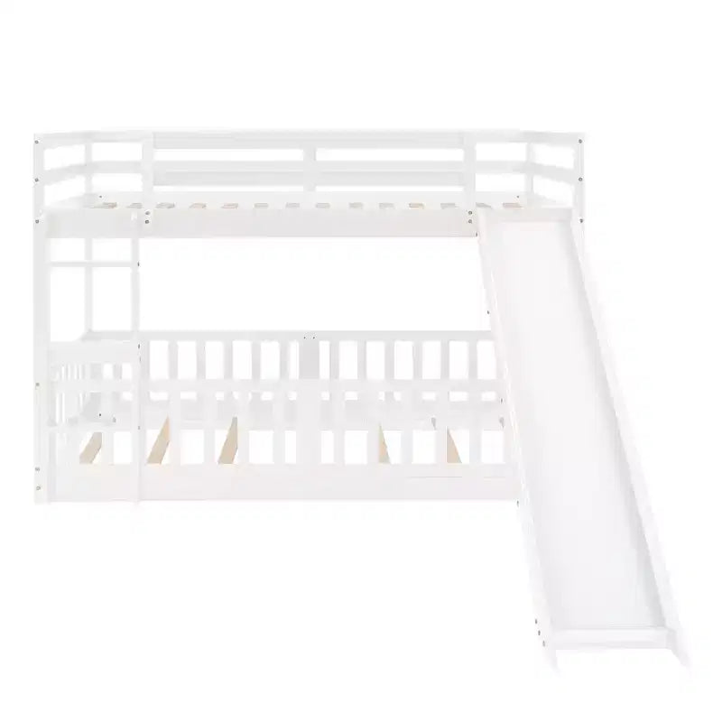 Twin Over Twin Bunk Bed with Slide and Ladder - ModernLuxe