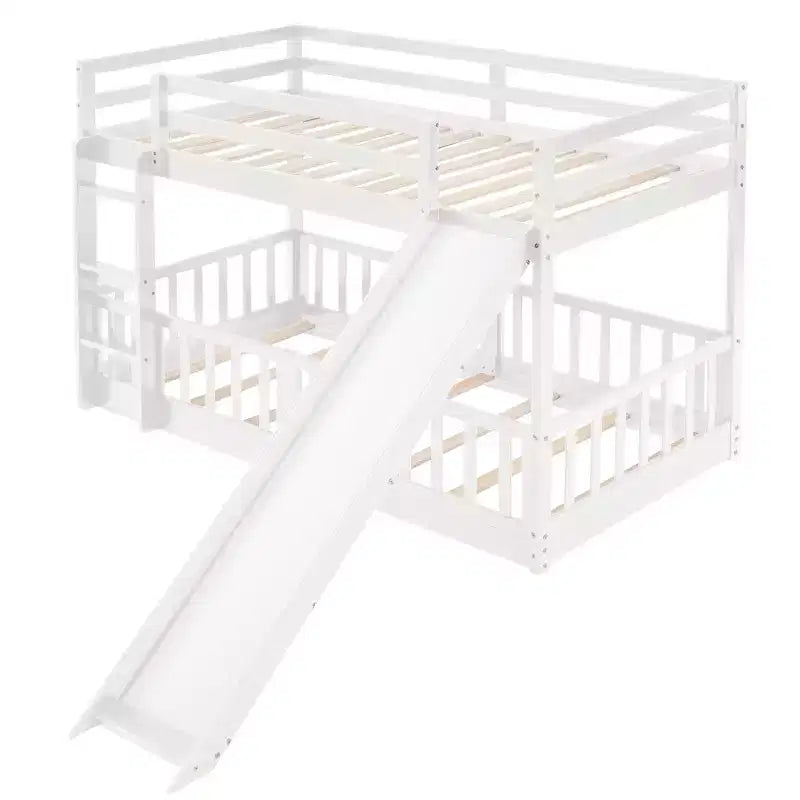 Twin Over Twin Bunk Bed with Slide and Ladder - ModernLuxe