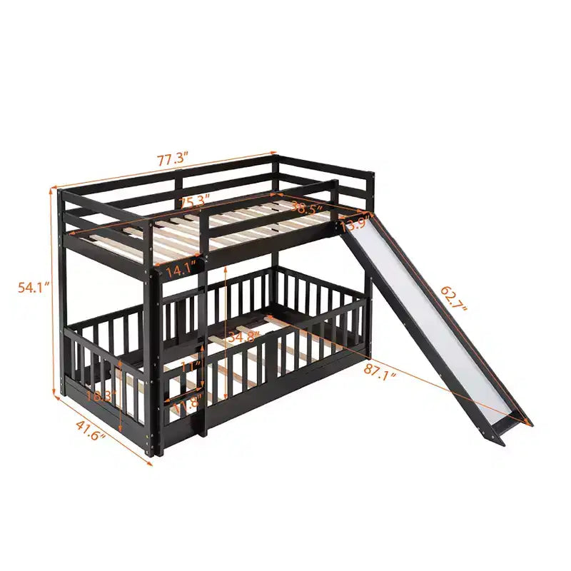Twin Over Twin Bunk Bed with Slide and Ladder - ModernLuxe