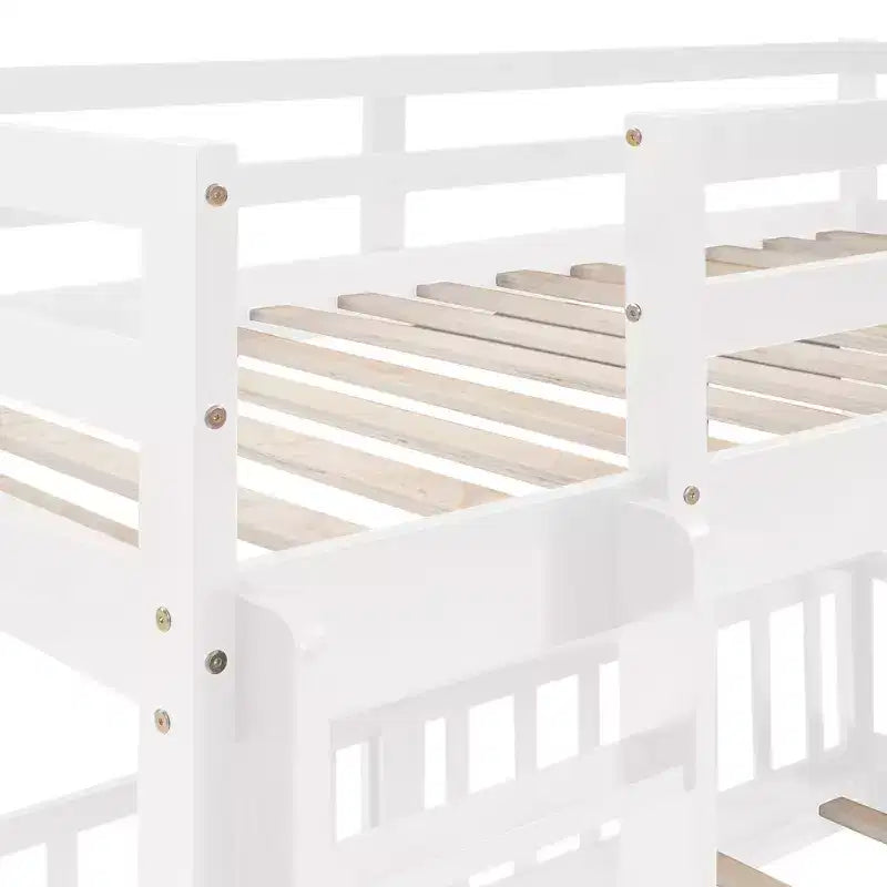 Twin Over Twin Bunk Bed with Slide and Ladder - ModernLuxe