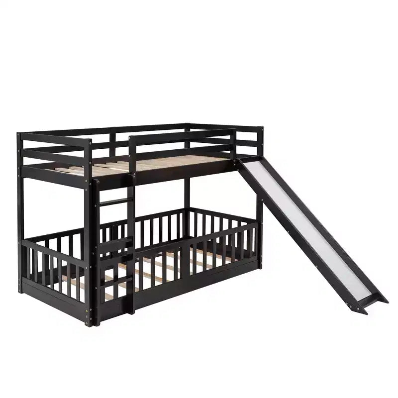 Twin Over Twin Bunk Bed with Slide and Ladder - ModernLuxe