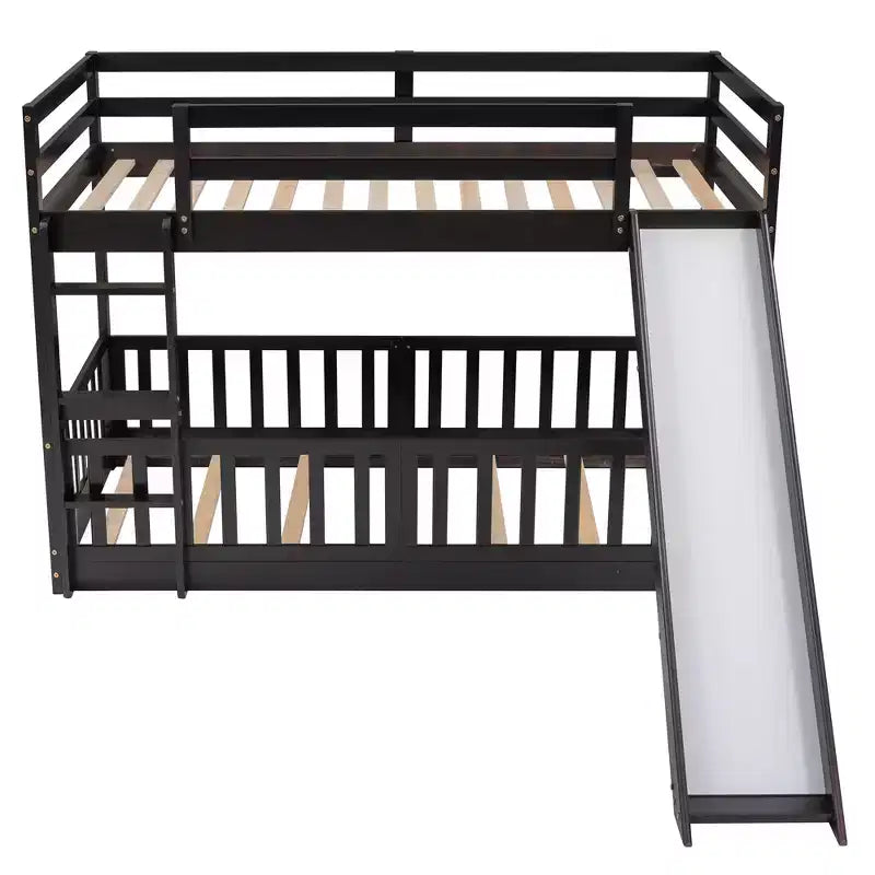 Twin Over Twin Bunk Bed with Slide and Ladder - ModernLuxe