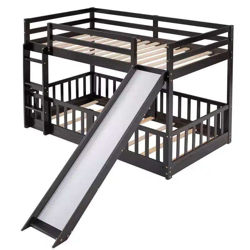 Twin Over Twin Bunk Bed with Slide and Ladder - ModernLuxe