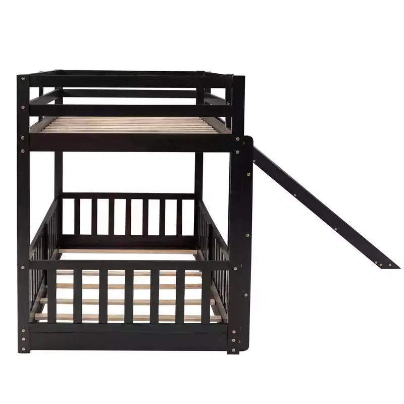 Twin Over Twin Bunk Bed with Slide and Ladder - ModernLuxe