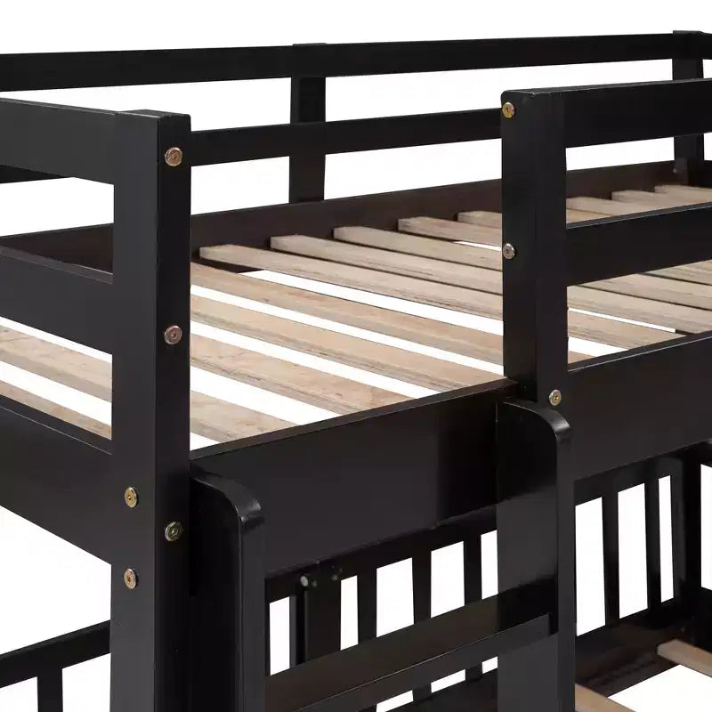 Twin Over Twin Bunk Bed with Slide and Ladder - ModernLuxe