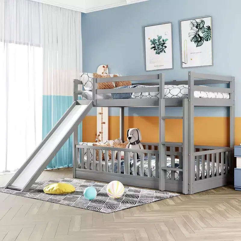Twin Over Twin Bunk Bed with Slide and Ladder - ModernLuxe