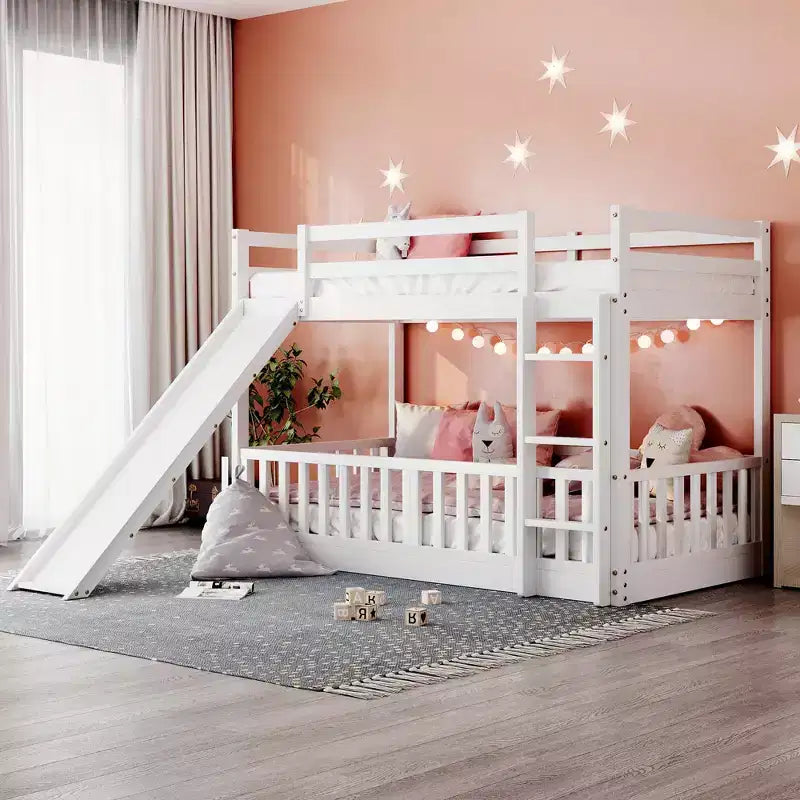 Twin Over Twin Bunk Bed with Slide and Ladder - ModernLuxe