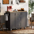 Whisen Modern Kitchen Island on Wheels with Spice Rack,Tower Rack,Drawers and Shelf