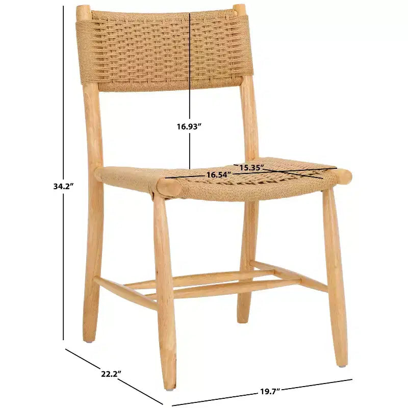 Hylos Rope Dining Chair (Set of 2) - DCH8803 - Natural/Light Blonde - Safavieh