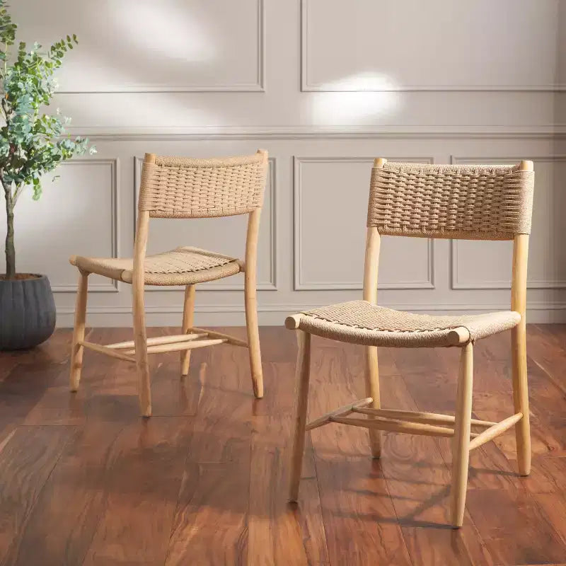 Hylos Rope Dining Chair (Set of 2) - DCH8803 - Natural/Light Blonde - Safavieh