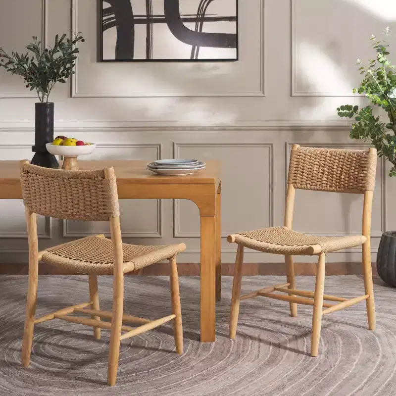 Hylos Rope Dining Chair (Set of 2) - DCH8803 - Natural/Light Blonde - Safavieh