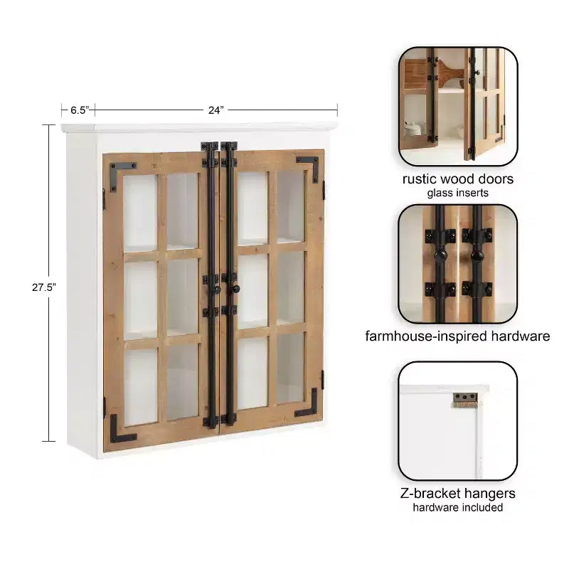Kate and Laurel Hutchins Wooden Wall Cabinet, 24x28, White