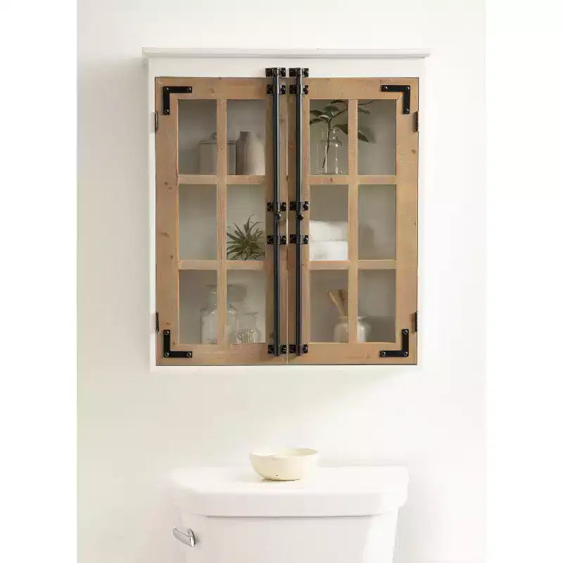 Kate and Laurel Hutchins Wooden Wall Cabinet, 24x28, White