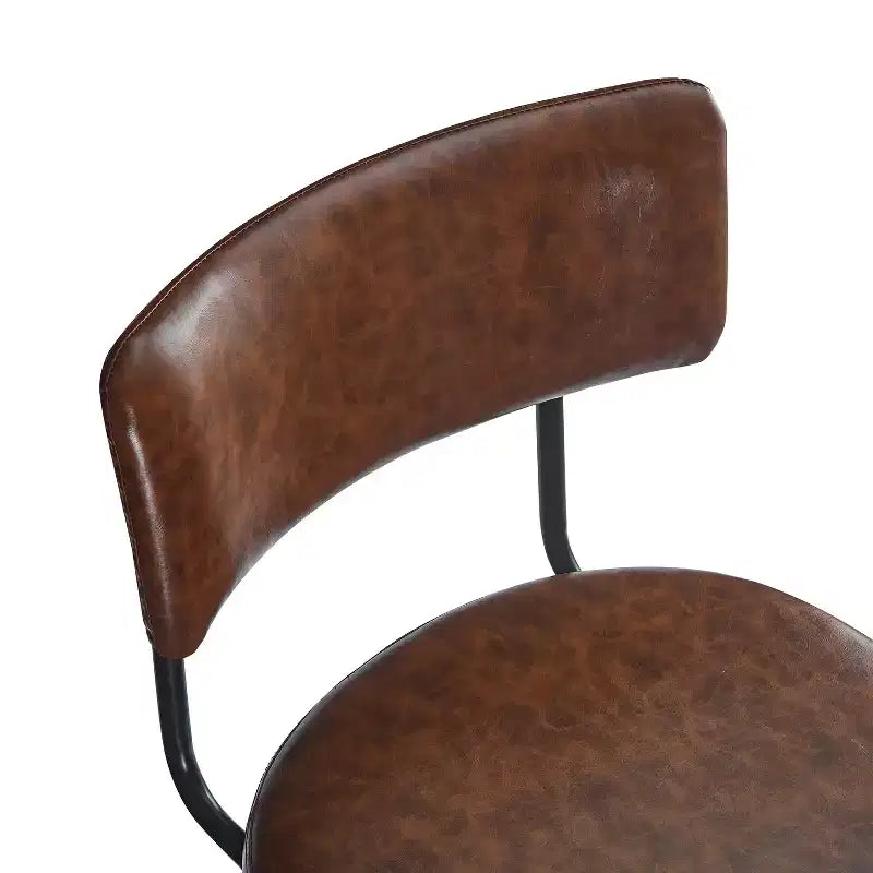 38.5''H Retro Swivel Counter Stools Set of 2, PU Accent Counter Chairs with Iron Frame, Footrest -ModernLuxe