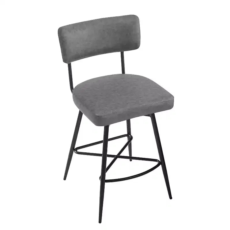 38.5''H Retro Swivel Counter Stools Set of 2, PU Accent Counter Chairs with Iron Frame, Footrest -ModernLuxe