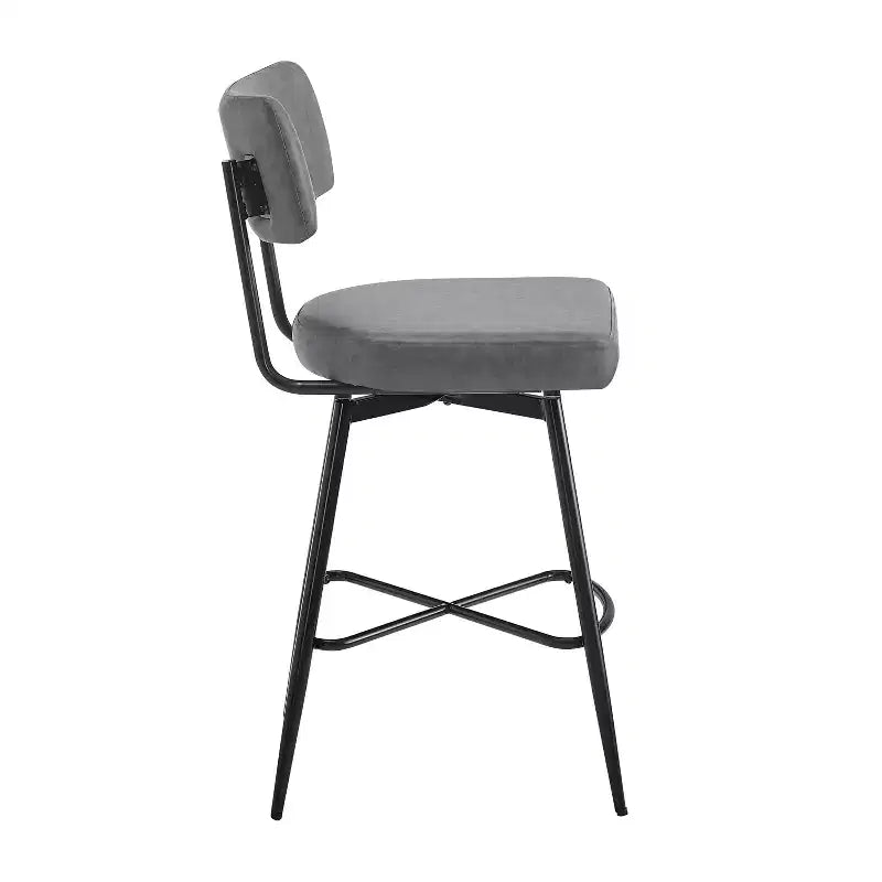 38.5''H Retro Swivel Counter Stools Set of 2, PU Accent Counter Chairs with Iron Frame, Footrest -ModernLuxe