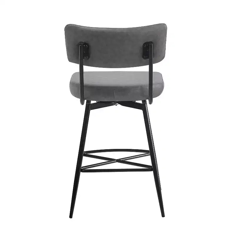 38.5''H Retro Swivel Counter Stools Set of 2, PU Accent Counter Chairs with Iron Frame, Footrest -ModernLuxe