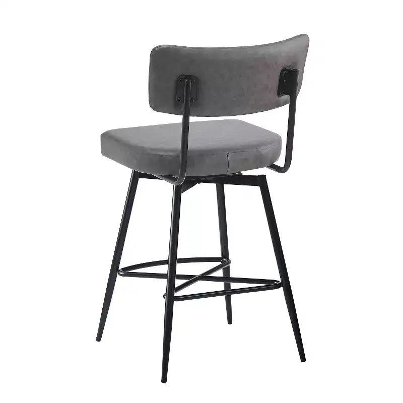 38.5''H Retro Swivel Counter Stools Set of 2, PU Accent Counter Chairs with Iron Frame, Footrest -ModernLuxe