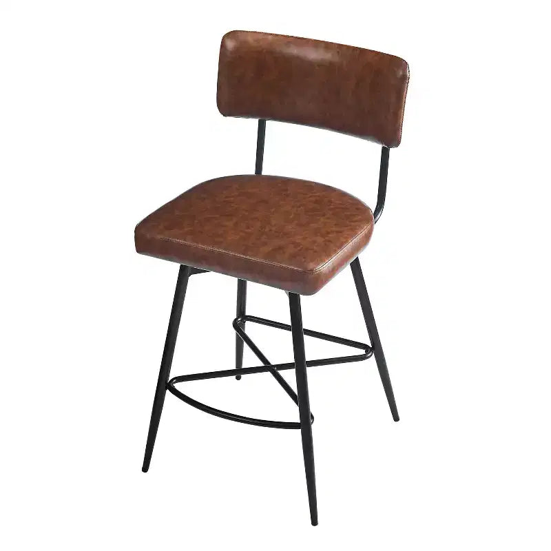 38.5''H Retro Swivel Counter Stools Set of 2, PU Accent Counter Chairs with Iron Frame, Footrest -ModernLuxe