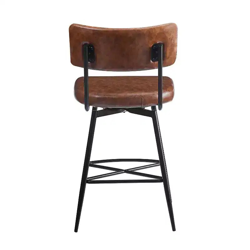 38.5''H Retro Swivel Counter Stools Set of 2, PU Accent Counter Chairs with Iron Frame, Footrest -ModernLuxe