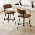 38.5''H Retro Swivel Counter Stools Set of 2, PU Accent Counter Chairs with Iron Frame, Footrest -ModernLuxe