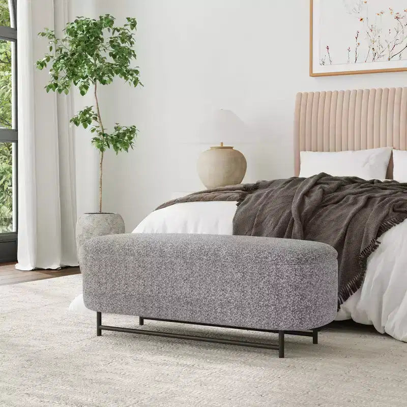HomePop Ellipse Storage Bench with Metal Legs