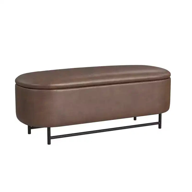 HomePop Ellipse Storage Bench with Metal Legs