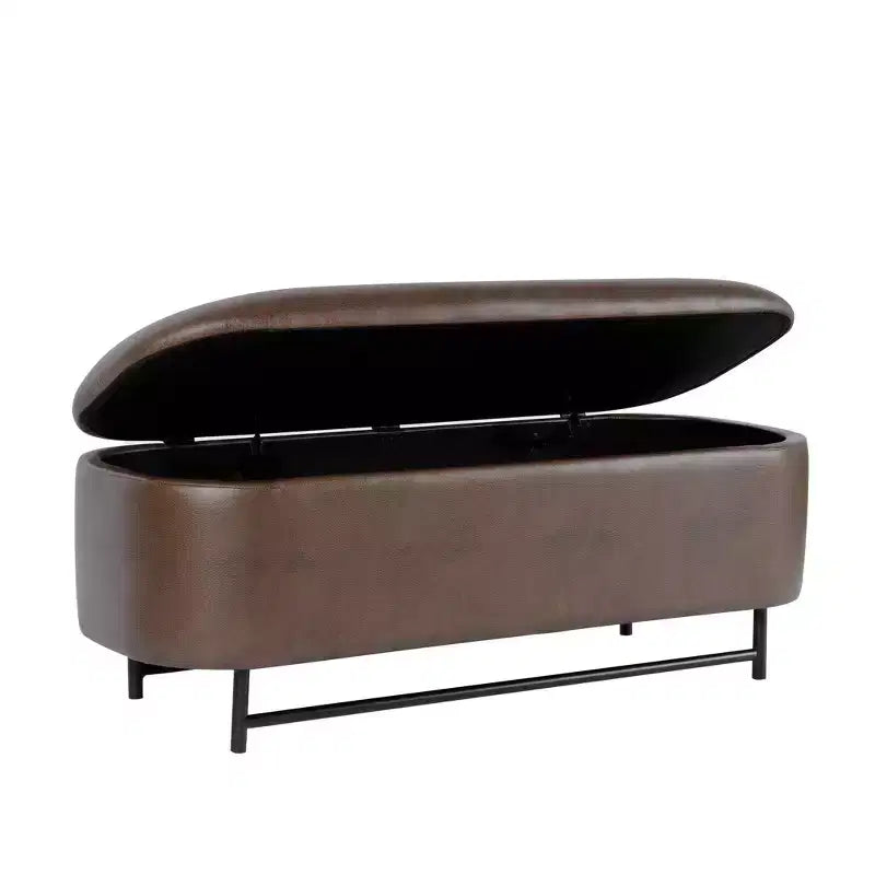 HomePop Ellipse Storage Bench with Metal Legs
