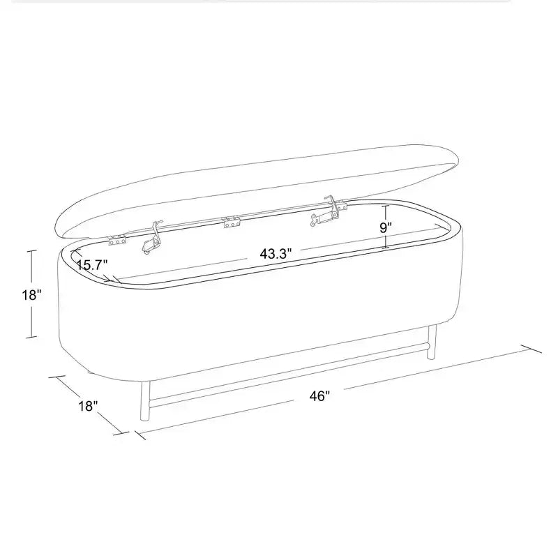 HomePop Ellipse Storage Bench with Metal Legs