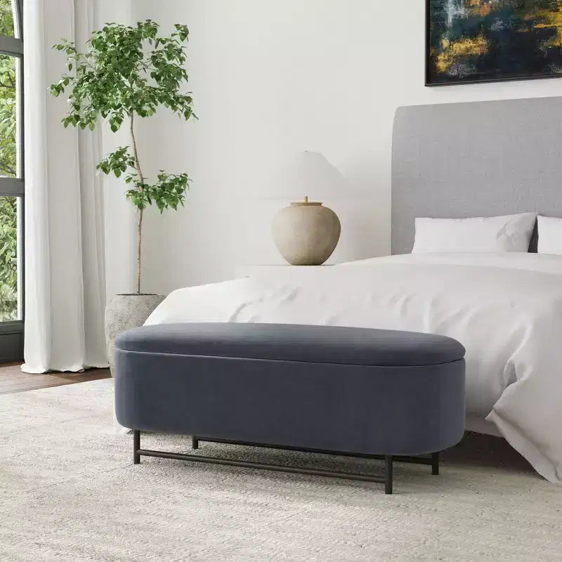 HomePop Ellipse Storage Bench with Metal Legs