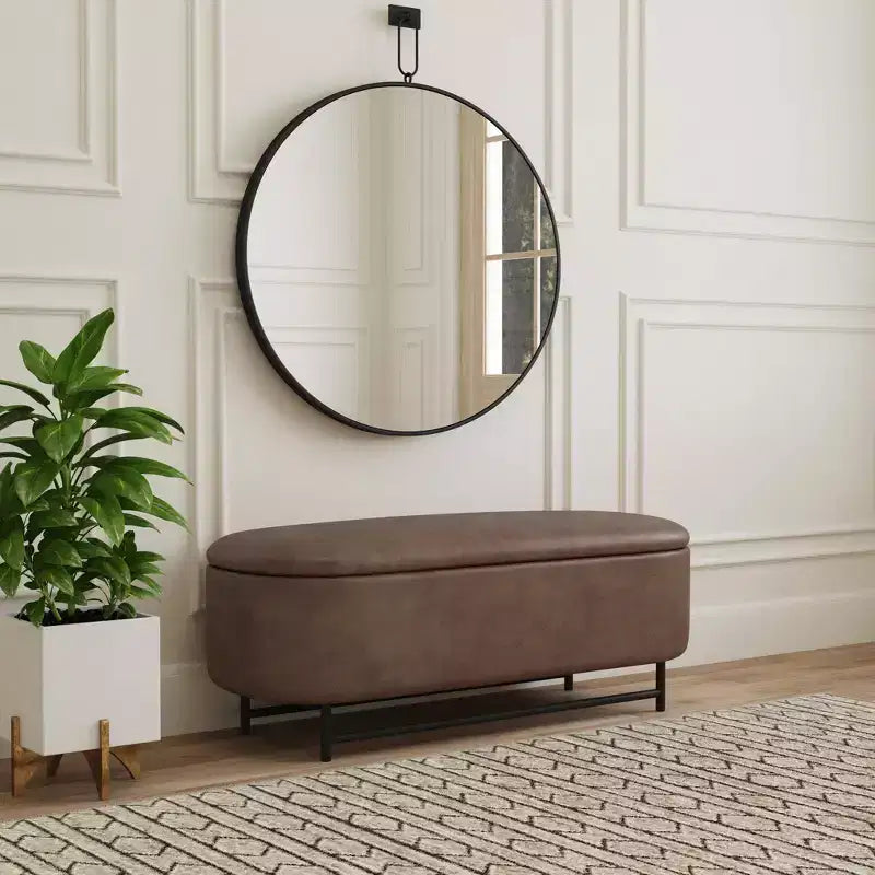 HomePop Ellipse Storage Bench with Metal Legs