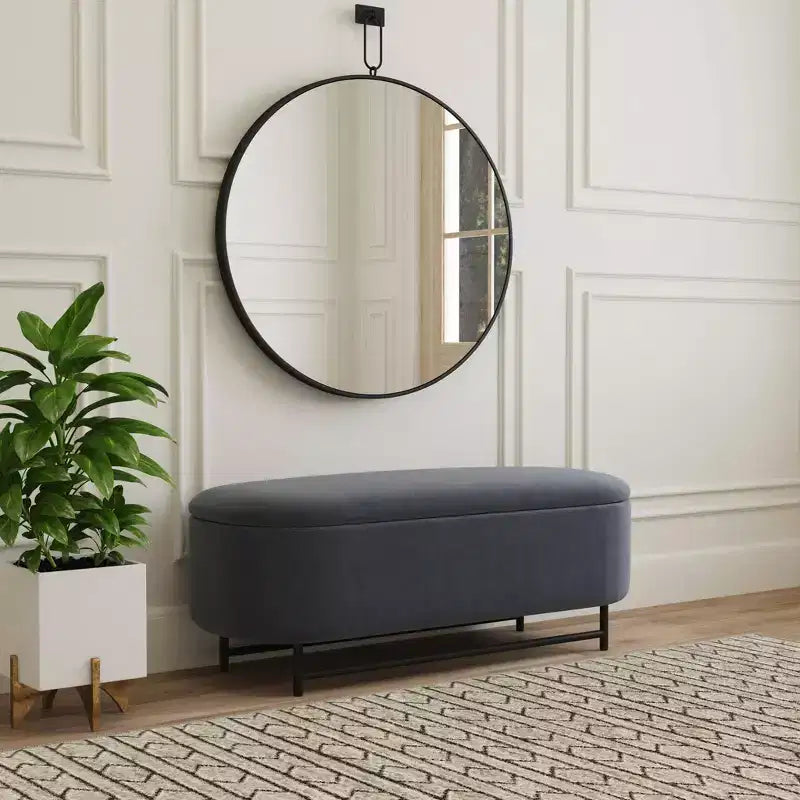 HomePop Ellipse Storage Bench with Metal Legs