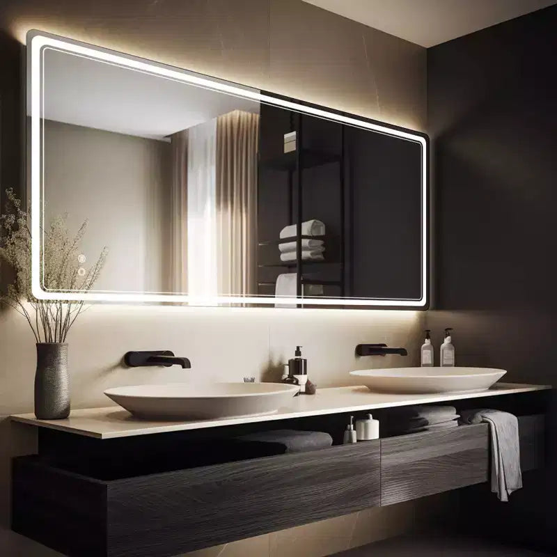 WallBeyond Rectangular LED Vanity Mirror Clear