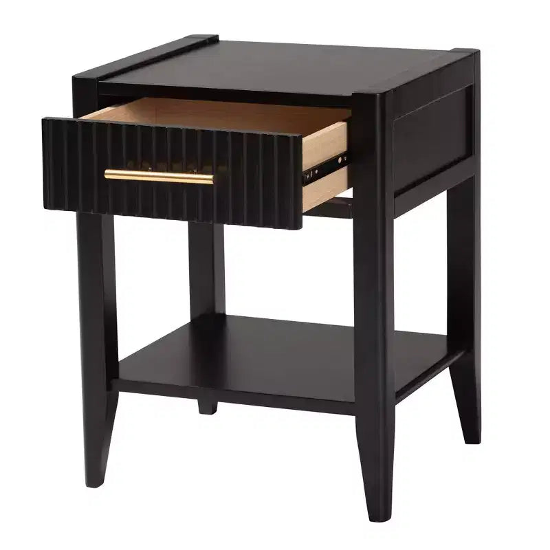 Baxton Studio Primrose Fluted Wood 6 Drawer Nightstand