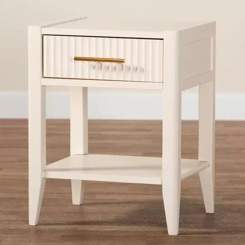 Baxton Studio Primrose Fluted Wood 6 Drawer Nightstand