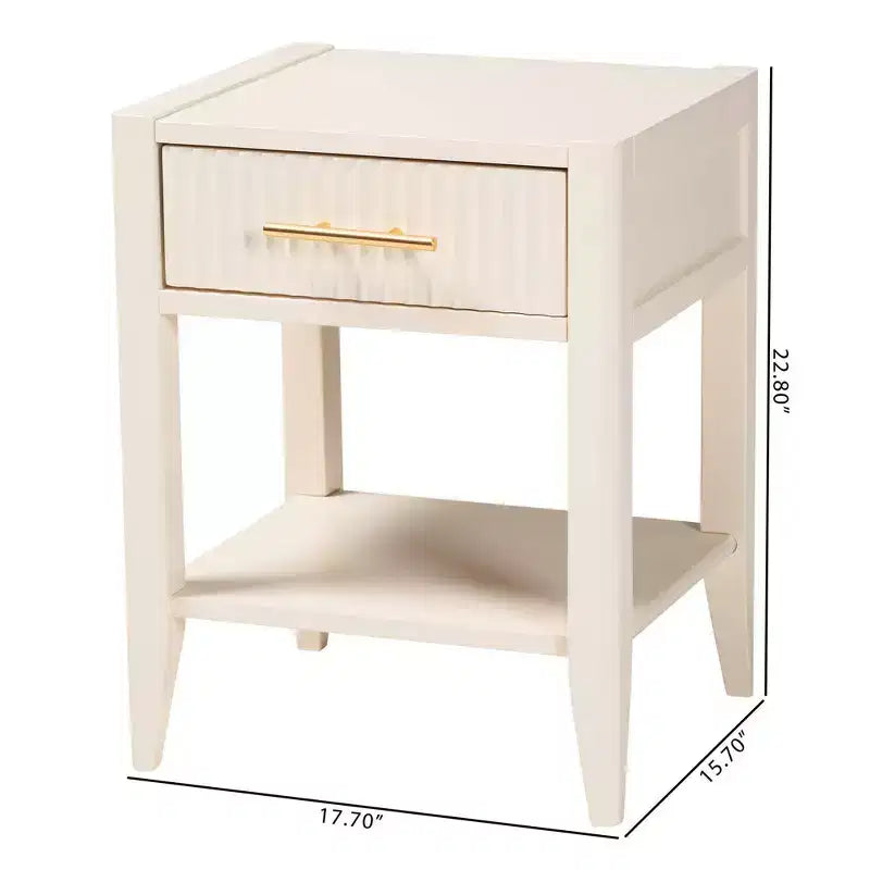 Baxton Studio Primrose Fluted Wood 6 Drawer Nightstand