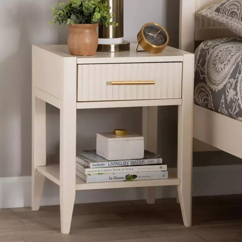 Baxton Studio Primrose Fluted Wood 6 Drawer Nightstand