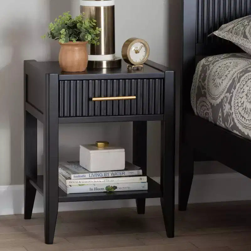 Baxton Studio Primrose Fluted Wood 6 Drawer Nightstand