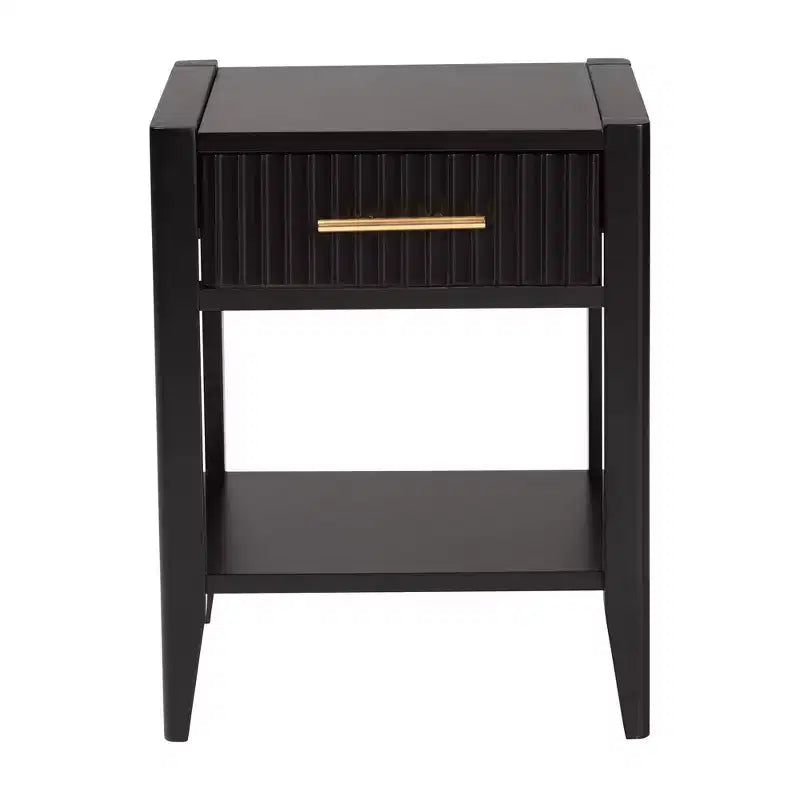 Baxton Studio Primrose Fluted Wood 6 Drawer Nightstand