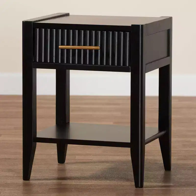 Baxton Studio Primrose Fluted Wood 6 Drawer Nightstand