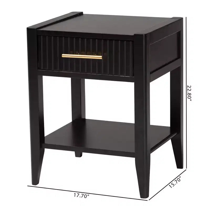 Baxton Studio Primrose Fluted Wood 6 Drawer Nightstand
